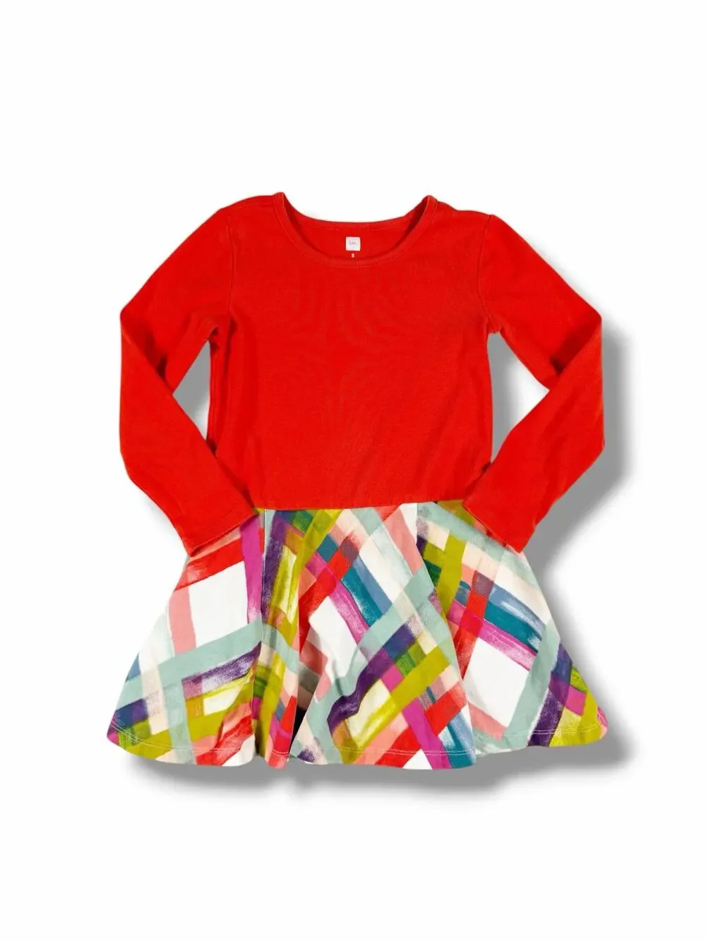 Tea Collection Long Sleeve Skirted Twirl Dress Geometric Print Size 5